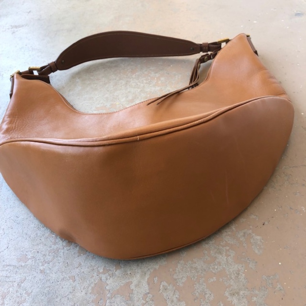 Aquatalia Leather Tassle Embossed Handle Hobo Bag - Picture 5 of 8